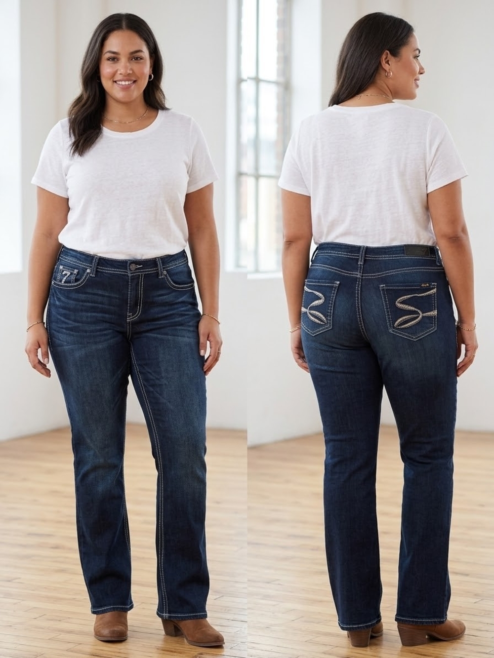 Seven7 Women's Boot Cut Jeans in Dark Indigo